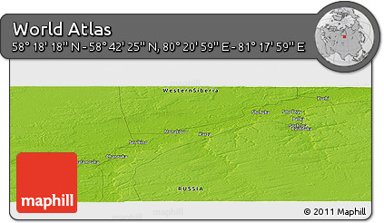 Physical Panoramic Map of the Area around 58° 30' 22" N, 80° 49' 29" E