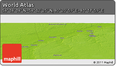 Physical Panoramic Map of the Area around 58° 30' 22" N, 80° 49' 29" E