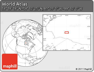 Blank Location Map of the Area around 58° 30' 22" N, 89° 10' 30" W