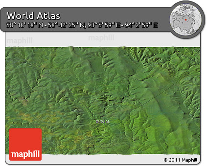 Satellite 3D Map of the Area around 58° 30' 22" N, 93° 34' 29" E