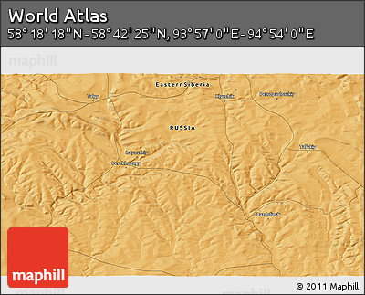 Political 3D Map of the Area around 58° 30' 22" N, 94° 25' 30" E