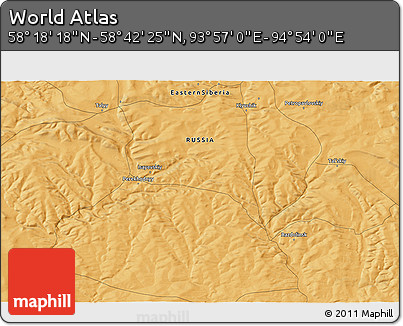 Political 3D Map of the Area around 58° 30' 22" N, 94° 25' 30" E