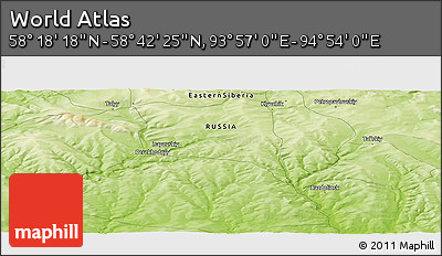 Physical Panoramic Map of the Area around 58° 30' 22" N, 94° 25' 30" E