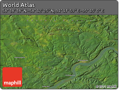 Satellite Map of the Area around 58° 30' 22" N, 95° 16' 30" E