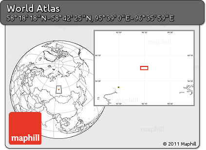 Blank Location Map of the Area around 58° 30' 22" N, 96° 7' 30" E