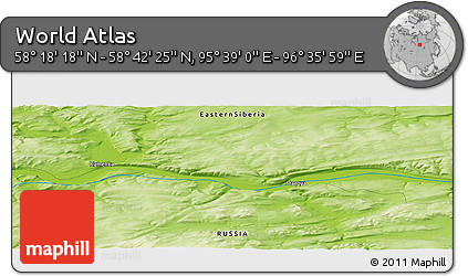 Physical Panoramic Map of the Area around 58° 30' 22" N, 96° 7' 30" E