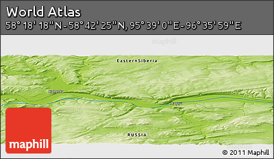 Physical Panoramic Map of the Area around 58° 30' 22" N, 96° 7' 30" E