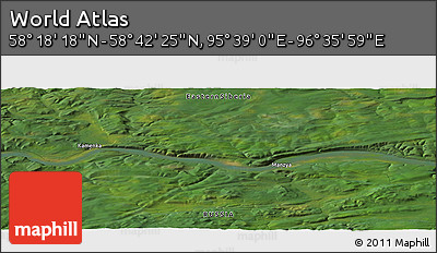 Satellite Panoramic Map of the Area around 58° 30' 22" N, 96° 7' 30" E