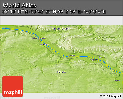 Physical 3D Map of the Area around 58° 30' 22" N, 99° 31' 30" E