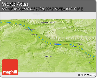 Physical 3D Map of the Area around 58° 30' 22" N, 99° 31' 30" E