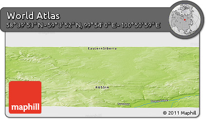 Physical Panoramic Map of the Area around 58° 51' 53" N, 100° 22' 30" E