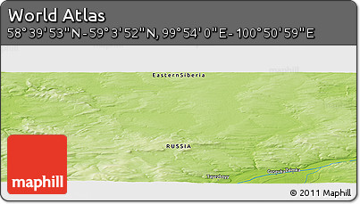 Physical Panoramic Map of the Area around 58° 51' 53" N, 100° 22' 30" E