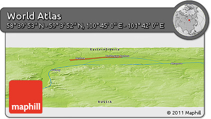 Physical Panoramic Map of the Area around 58° 51' 53" N, 101° 13' 29" E