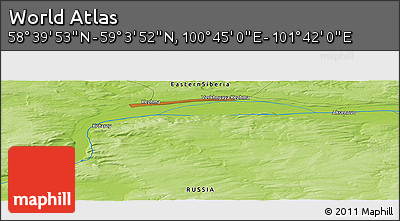 Physical Panoramic Map of the Area around 58° 51' 53" N, 101° 13' 29" E