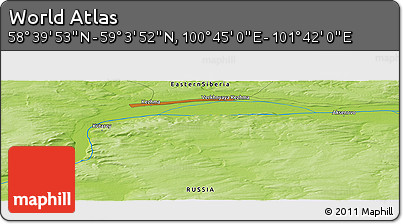 Physical Panoramic Map of the Area around 58° 51' 53" N, 101° 13' 29" E