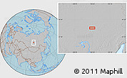 Gray Location Map of the area around 58° 51' 53" N, 103° 46' 30" E, hill shading
