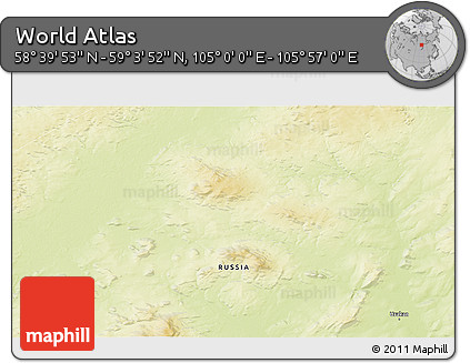 Physical 3D Map of the Area around 58° 51' 53" N, 105° 28' 29" E
