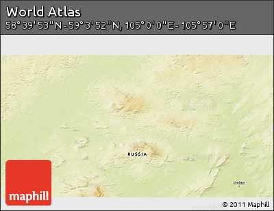 Physical 3D Map of the Area around 58° 51' 53" N, 105° 28' 29" E