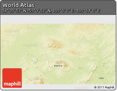 Physical 3D Map of the Area around 58° 51' 53" N, 105° 28' 29" E