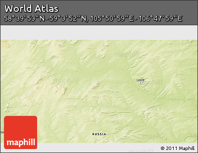 Physical 3D Map of the Area around 58° 51' 53" N, 106° 19' 29" E