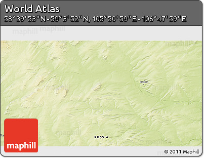Physical 3D Map of the Area around 58° 51' 53" N, 106° 19' 29" E
