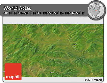 Satellite 3D Map of the Area around 58° 51' 53" N, 106° 19' 29" E