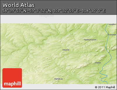 Physical 3D Map of the Area around 58° 51' 53" N, 108° 1' 30" E