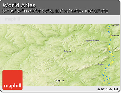 Physical 3D Map of the Area around 58° 51' 53" N, 108° 1' 30" E