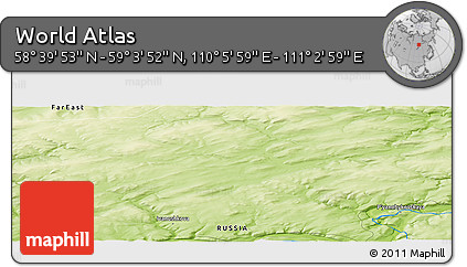 Physical Panoramic Map of the Area around 58° 51' 53" N, 110° 34' 29" E