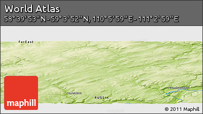 Physical Panoramic Map of the Area around 58° 51' 53" N, 110° 34' 29" E
