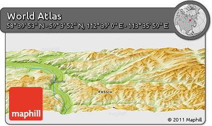 Physical Panoramic Map of the Area around 58° 51' 53" N, 113° 7' 30" E