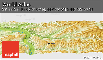 Physical Panoramic Map of the Area around 58° 51' 53" N, 113° 7' 30" E