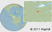 Savanna Style Location Map of the area around 58° 51' 53" N, 116° 22' 30" W, hill shading