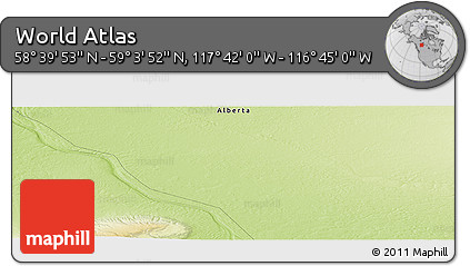 Physical Panoramic Map of the Area around 58° 51' 53" N, 117° 13' 29" W