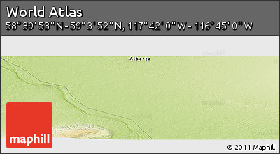 Physical Panoramic Map of the Area around 58° 51' 53" N, 117° 13' 29" W