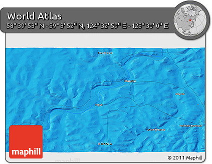 Political 3D Map of the Area around 58° 51' 53" N, 125° 1' 30" E