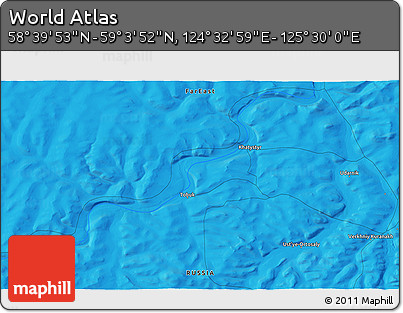 Political 3D Map of the Area around 58° 51' 53" N, 125° 1' 30" E