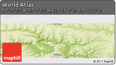 Physical Panoramic Map of the Area around 58° 51' 53" N, 128° 25' 30" E