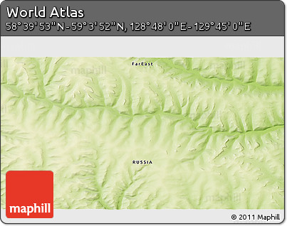 Physical 3D Map of the Area around 58° 51' 53" N, 129° 16' 30" E