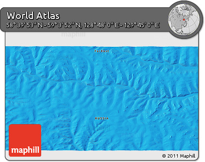 Political 3D Map of the Area around 58° 51' 53" N, 129° 16' 30" E
