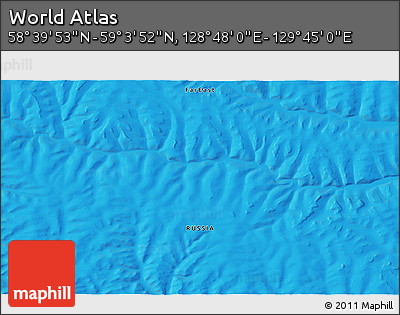 Political 3D Map of the Area around 58° 51' 53" N, 129° 16' 30" E