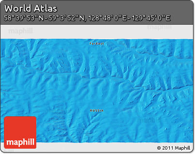 Political 3D Map of the Area around 58° 51' 53" N, 129° 16' 30" E