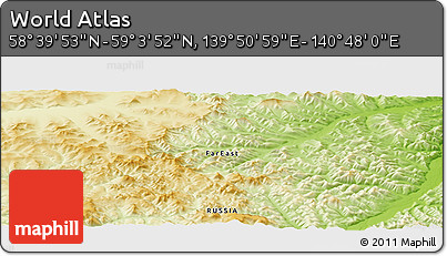Physical Panoramic Map of the Area around 58° 51' 53" N, 140° 19' 29" E
