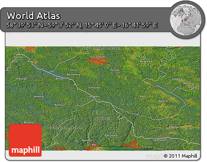 Satellite 3D Map of the Area around 58° 51' 53" N, 16° 13' 30" E