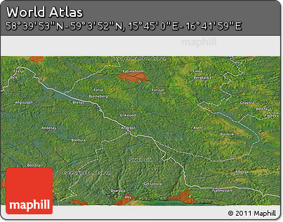 Satellite 3D Map of the Area around 58° 51' 53" N, 16° 13' 30" E