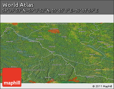 Satellite 3D Map of the Area around 58° 51' 53" N, 16° 13' 30" E