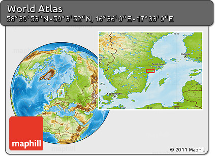 Physical Location Map of the Area around 58° 51' 53" N, 17° 4' 30" E