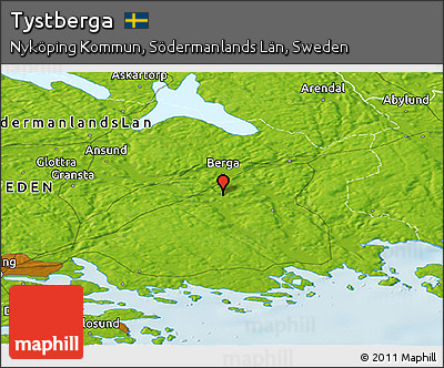 Physical Panoramic Map of Tystberga
