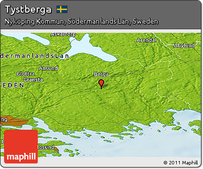 Physical Panoramic Map of Tystberga