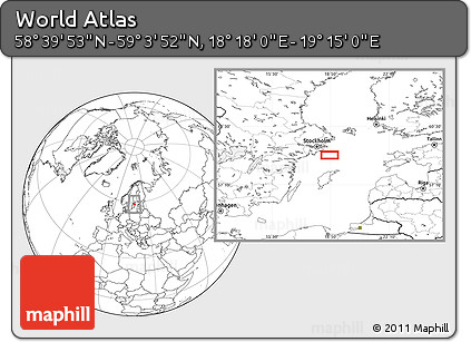 Blank Location Map of the Area around 58° 51' 53" N, 18° 46' 29" E